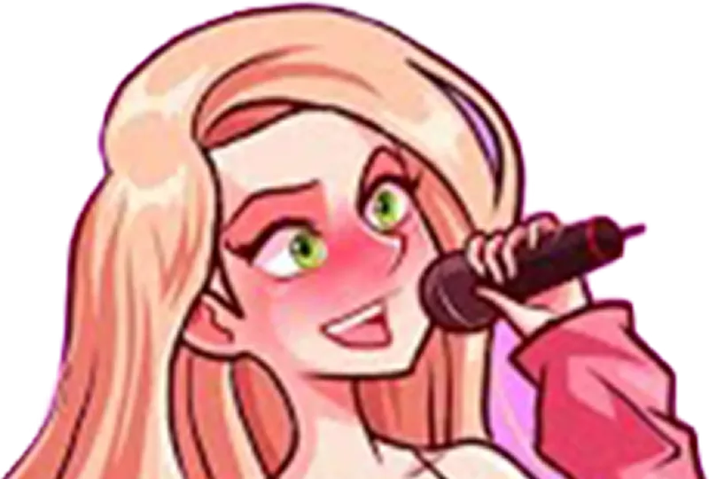 Skye, the show's host, with a microphone